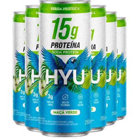 HYU Soda Protein Maçã Verde — Kit 12 (12 latas)