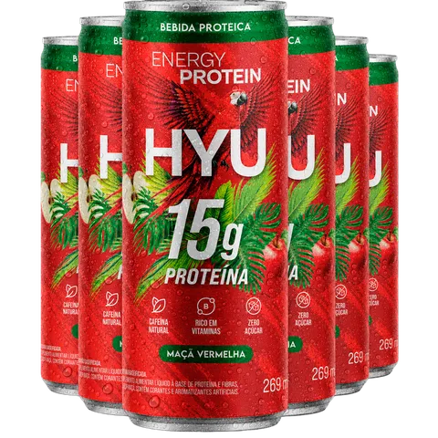 HYU Energy Protein Maçã Vermelha — Kit 12 (12 latas)